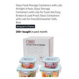 ( New)  4 Glass Food Storage Containers with Lids