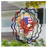 New 12"  Patriotic American Flag Bald Eagle Metal