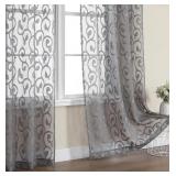 New Extra Long Sheer Charcoal Gray Curtains 96