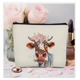 (New) Cow Makeup Zippered Bag
