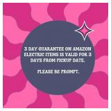 3 Day Guarantee on Amazon Electric Items