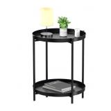New 24"  2 Tier End Table - Metal Side Table
