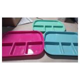 (6)  Plastic Divided Lunch/Dinner Trays. 3 Colors
