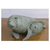 Manatee Sea Cow Mother& Baby Figure Heavy Animal