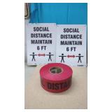 2 New Metal Social Distancing Signs & Roll of
