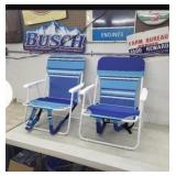 (2) New Back Pack Beach Chairs with storage.