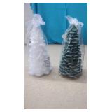 2 New 8" Christmas Tree Candles  1 Green, 1 White