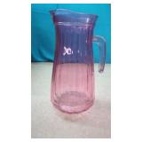 Pink Glass Pitcher New  9.5"