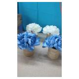 4 Floral Decorations  Blue ,& White Flowers in