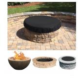 New Large Black Fire Pit Cover Round, Waterproof