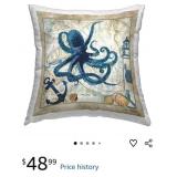 New Octopus & Nautical Map Outdoor Printed Pillow