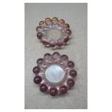 2 MCM  Pink Glass Bubble Ashtrays, 5"