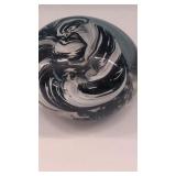 Black & White  Swirl Hand Blown Paperweight from