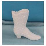 Vintage Fenton Daisy & Button Milk Glass Boot  4"