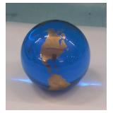 Globe / Atlas Blue Glass Paperweight 9.5" round