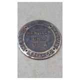 Antique Metal Nameplate or Plaque 5".