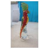 Murano Art Glass Cockatoo figure in red and