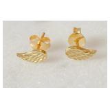 New MiniAngel Wings  Gold Stud Earrings. 925