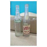 2 Vintage Soda Bottles Vess & Orange Crush