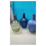 3 Large Glass Bottles 10" Tall