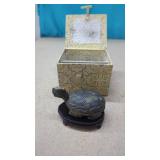 Vintage Brass Turtle  Trinket Box with a Hinged
