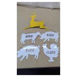 Metal Farm Animals Decor &  A Yellow Deer