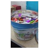 Large container of Kids Markets, Crayons, etc.