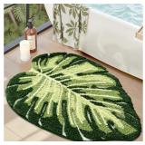 New  Bathroom Rug with Green Leaf Plant, Soft,