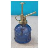 Vintage Style  Blue Glass Plant Mister with Brass