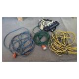 Group of Extension Cords, gang plugs ,Etc. In