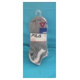 (12) Pair FILA No Show Gray/ White size 6-12