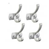 4 Double Robe Hooks  Aluminum  Wall Mounted Heavy