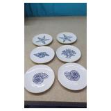 (6) New Beach Look Trinket Trays Decor 5"