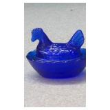 Cobalt Blue Minature Hen on Nest