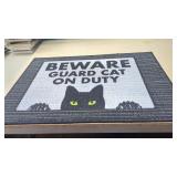 New Beware Guard Cat on Duty  Floor Mat 18x27
