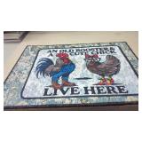 New An Old Rooster & Cute Chick Live Here Floor