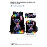 (New) Lilio Stitch 16" Backpack with lunch bag