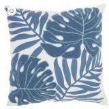 2 New Embroidered Leaves Blue 18" x 18" Throw