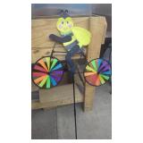 New Bee on Bicycle Yard Wind Spinner. 36" Tall