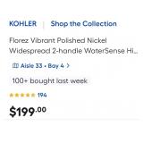 New KohlerFlorez  8" Vibrant Bathroom Faucet