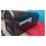 New Black Steel Post Mount Mailbox