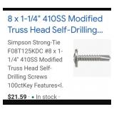 (100) #8 x 1-1/4" Truss Head Self Drilling