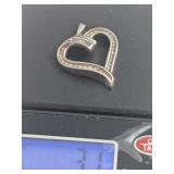 Estate Sterling Silver Pendant, 925 heart Pendant