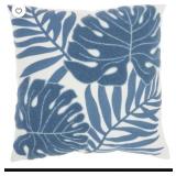 (2) New Embroidered Leaves Blue 18" x 18" Throw