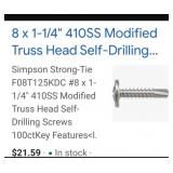 (100) #8 x 1-1/4" Truss Head Self Drilling