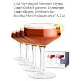 (New) 4 Crystal Cocktail Glasses (7oz)