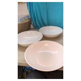 3 New 128oz Heavy Duty White Round Plastic Bowls,