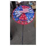 New Patriotic Double Wind Spinner 35" Tall.