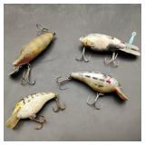 4 Vintage Fishing Lures (3wood)