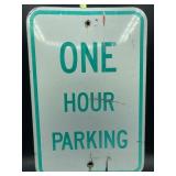 One hour parking metal sign 12 x 18 inches